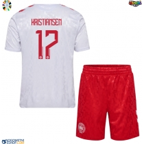 Otroški Nogometni dresi Danska Victor Kristiansen #17 Gostujoči EP 2024 Kratek Rokav (+ Kratke hlače)